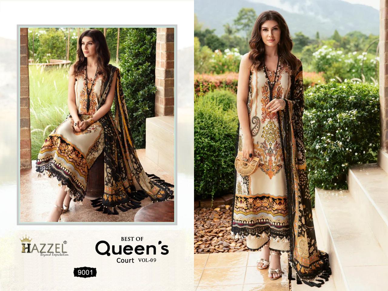 Hazzel Queens Court Vol 9 Cotton Dupatta Pakistani Salwar Suits
