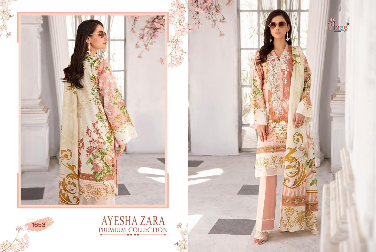 Shree Ayesha Zara Premium Latest Collection Fancy Designer Heavy Casual Wear Cotton Print With Embroidery Pakistani Salwar Suits
