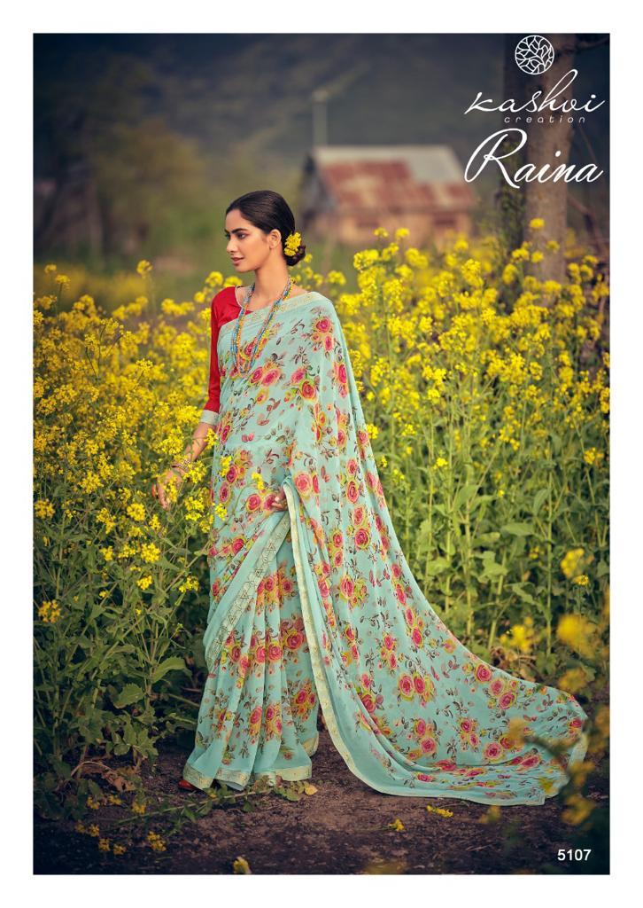 Kashvi Raina Georgette Ethnic Wear Designer Printed Saree Collection

