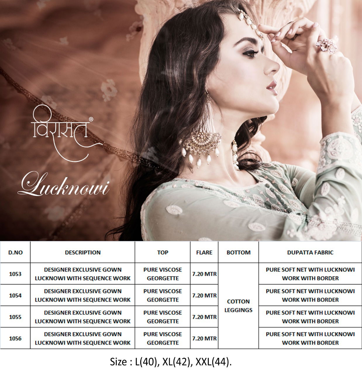 New Collection of Designer Party Wear Full Lucknowi Dress With Bordered Dupatta 