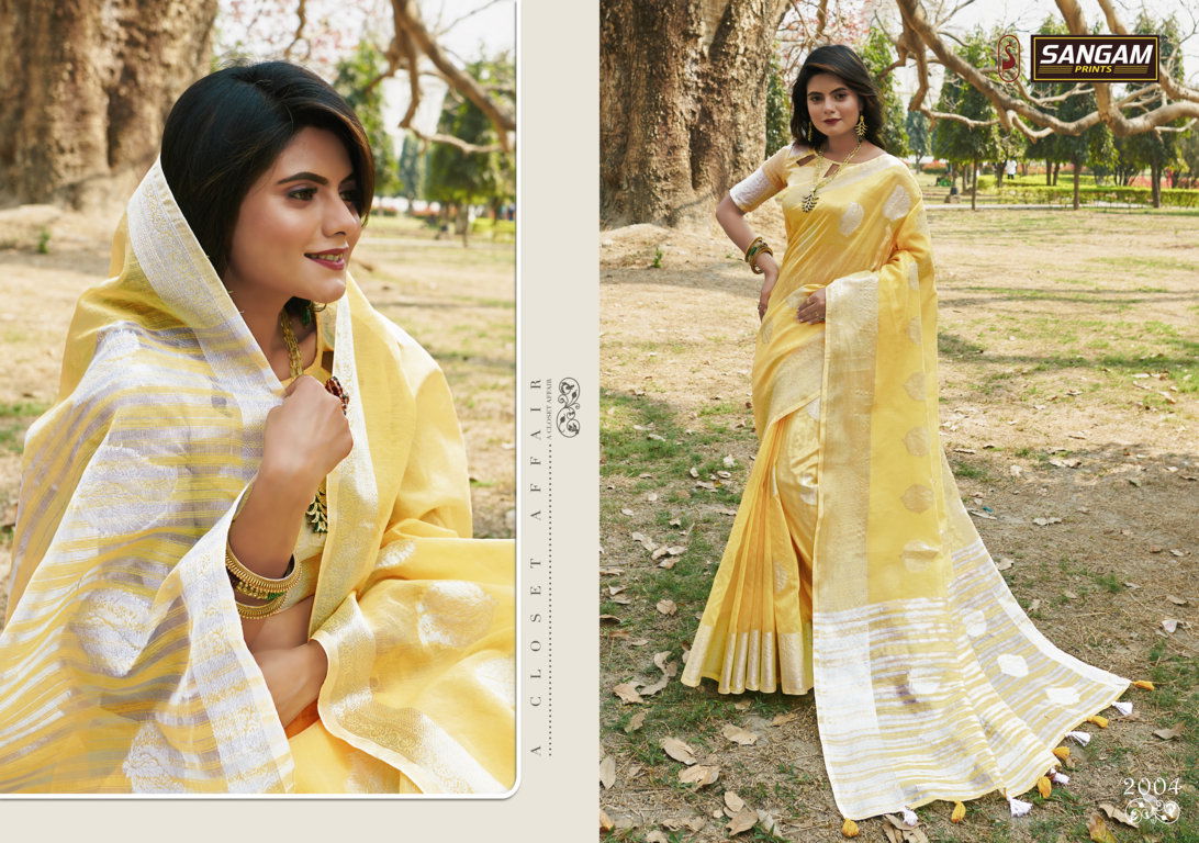 Sangam Pankhudi 3 Latest Fancy Casual Wear Linen Cotton Printed Sarees Collection
