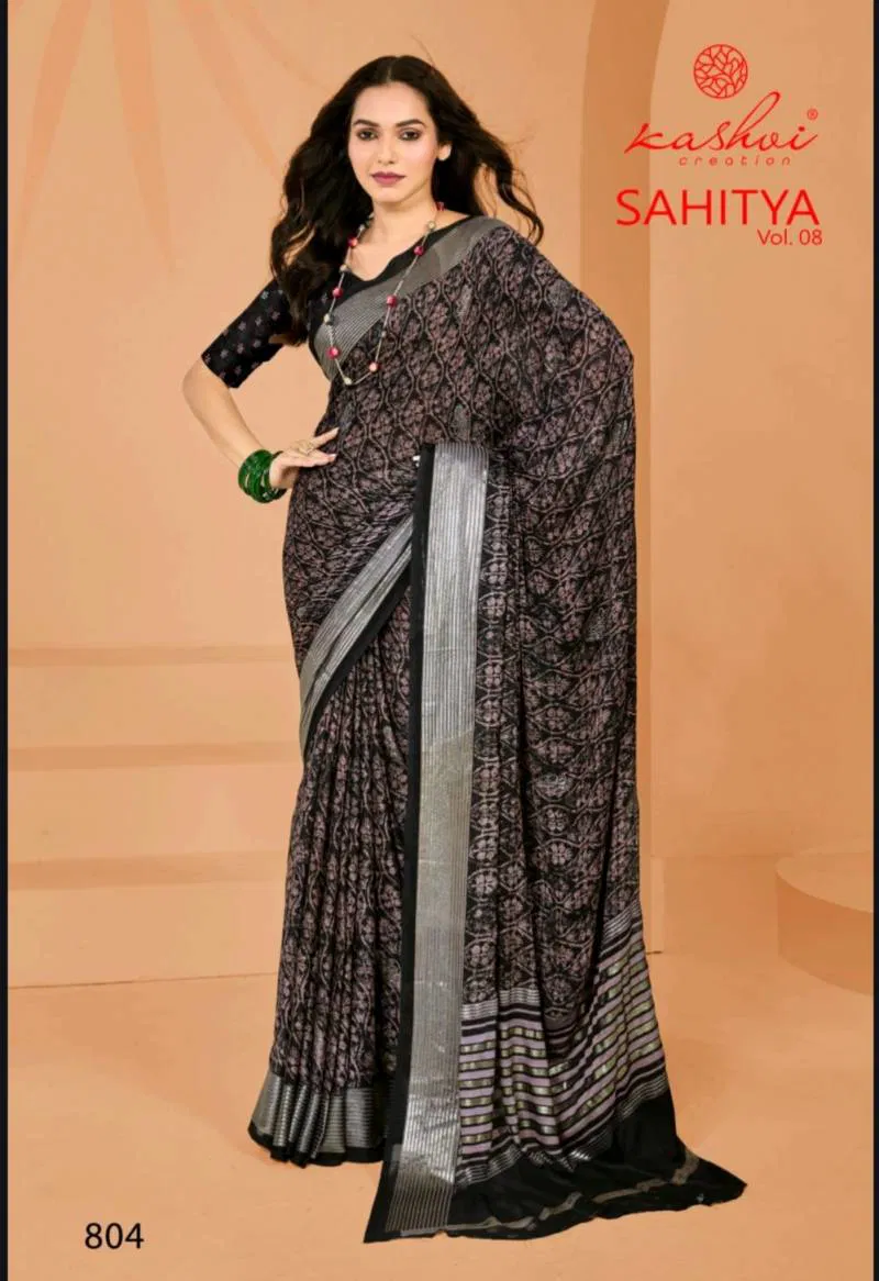 Sahitya Vol 8 By Kashvi Dull Moss Fancy Foil Printed Saree Online Wholesale