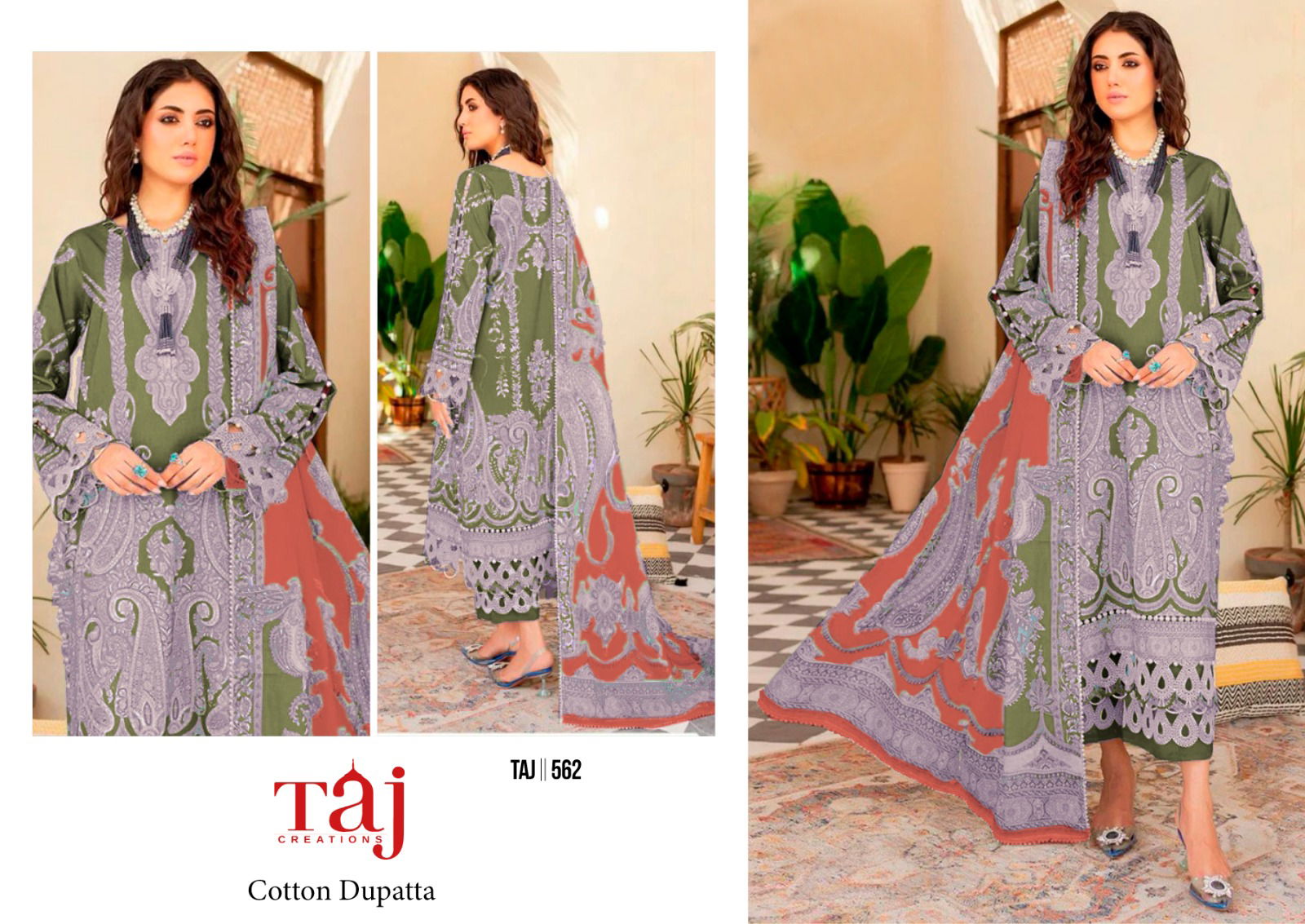 Taj 561 Cotton Embroidery Pakistani Suits Wholesale Shop In Surat