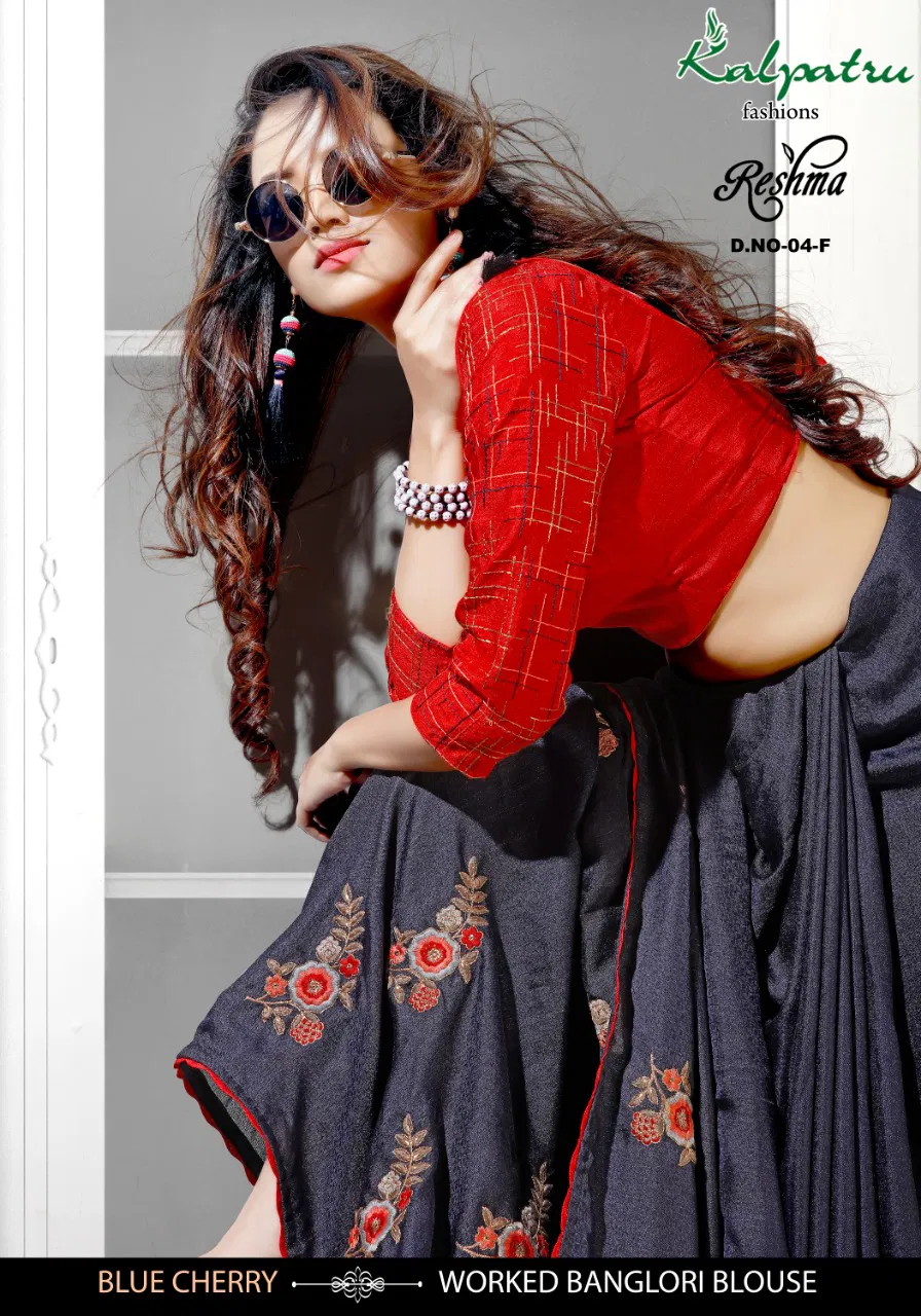 Reshma Bluecherry Latest Designer Party Wear Embroidery Work Saree Collection
