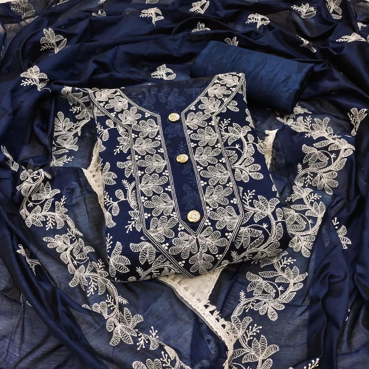 MD Heavy Modal Embroidery Non Catalog Women Dress Material Suit Wholesalers In Delhi