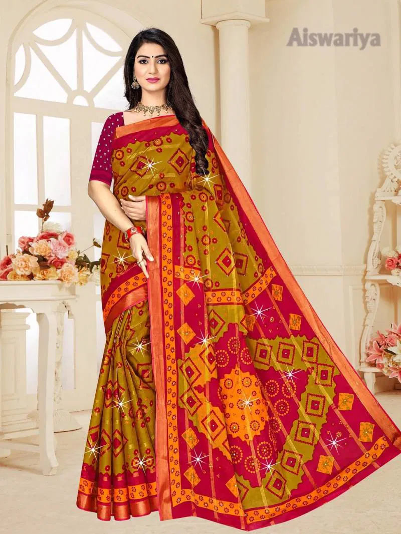 Aiswariya 01 Cotton Printed Party Wear Saree Wholesale Suppliers In Mumbai