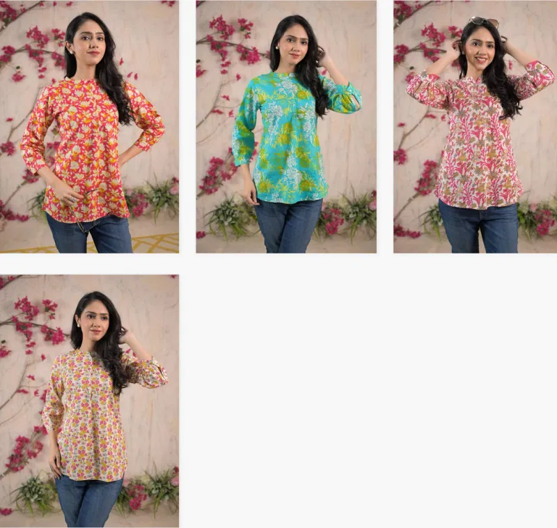 Nina F 05 Cambric Cotton Summer Wear Short Kurti Wholesale Clothing Suppliers In India