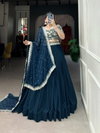 Teal Blue Colour Georgette Plain With Embroidered Lehenga Choli Taraa L 1405
