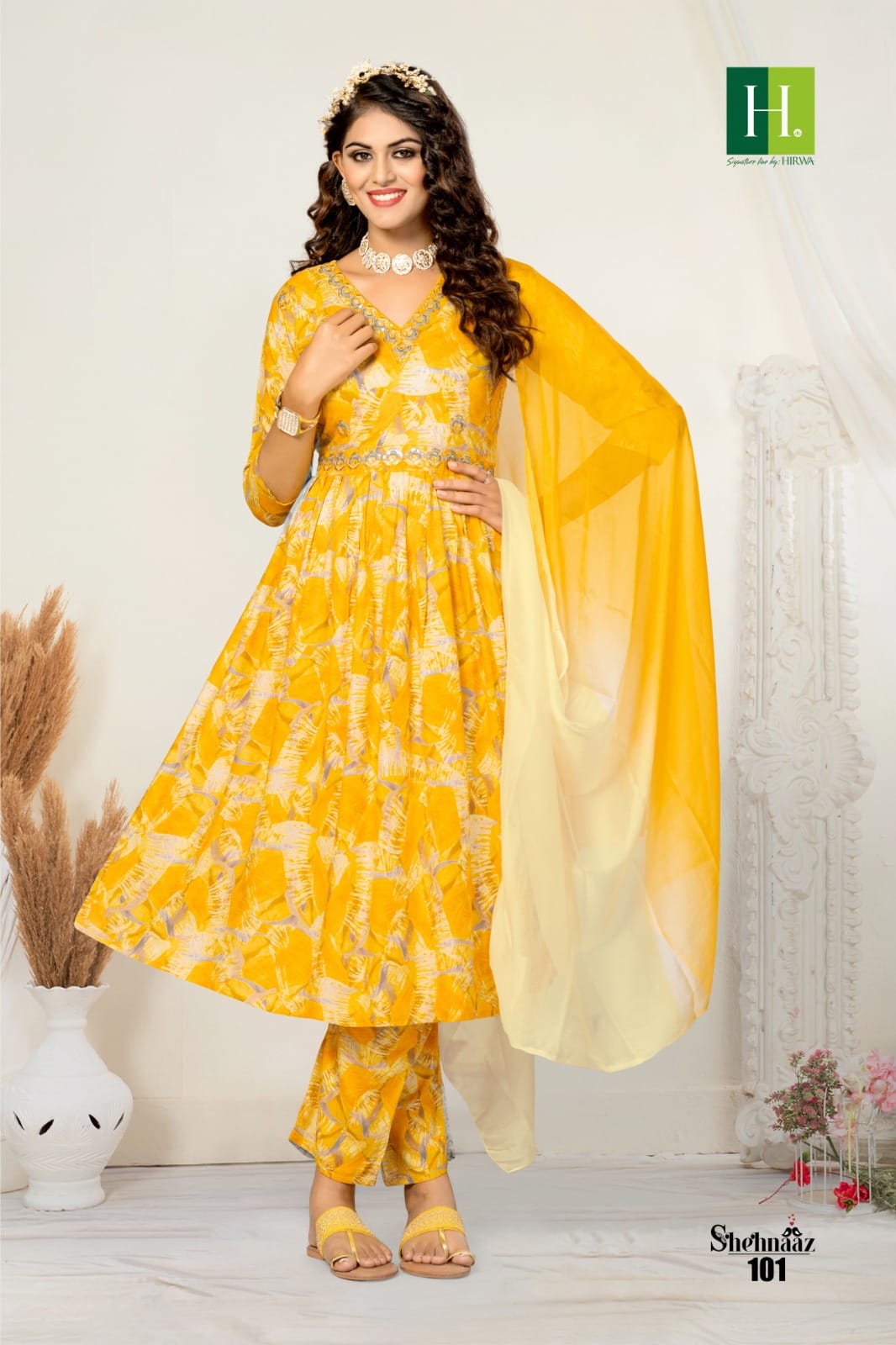 Shehnaaz By Hirwa Kurti With Bottom Dupatta Catalog