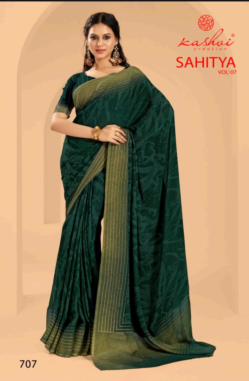 Sahitya Vol 7 By Kashvi Dull Moss Daily Wear Sarees Exporters In India