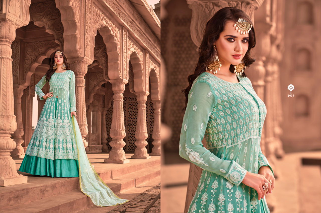 New Collection of Designer Party Wear Full Lucknowi Dress With Bordered Dupatta 