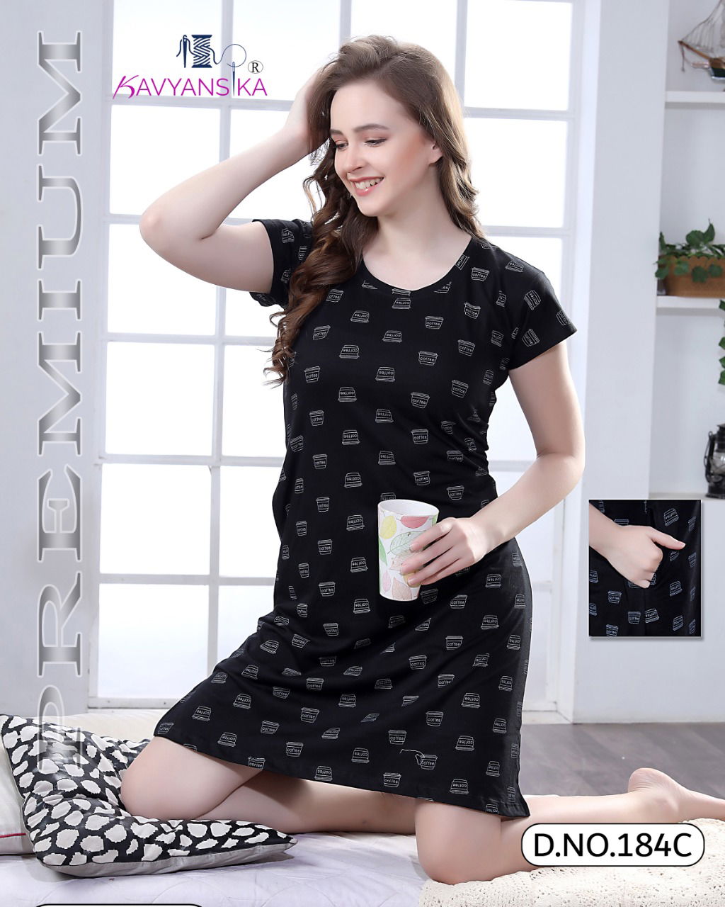 Kavyansika 184 Women Short Night Wear Hosiery Cotton Long T-shirt Type Latest Collection