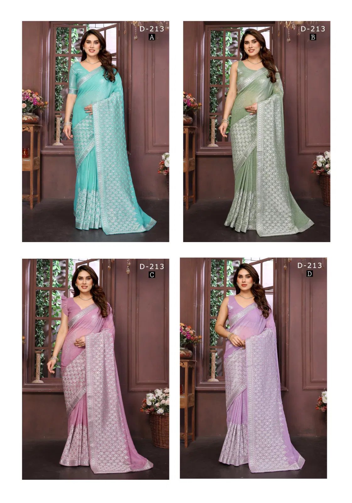 Df 213 A TO D Crunchy Designer Party Wear Saree Wholesale Price In Surat