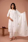 Naisha K 66 Cotton Slub Embroidery Kurti With Bottom Dupatta Wholesalers In Surat