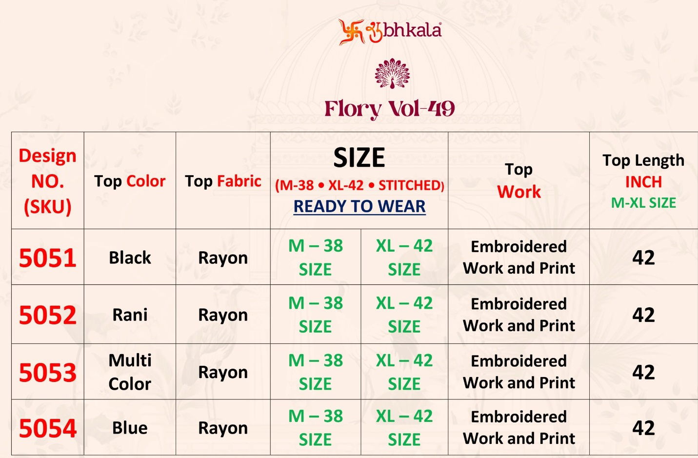 Flory Vol 49 By Shubhkala Rayon Navratri Kurti Exporters In India