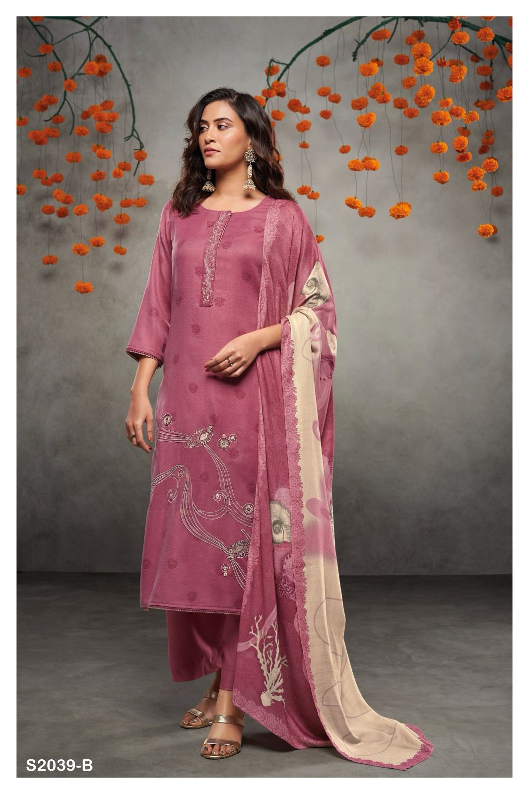 Dimity 2039 By Ganga Pashmina Printed Salwar Kameez Catalog