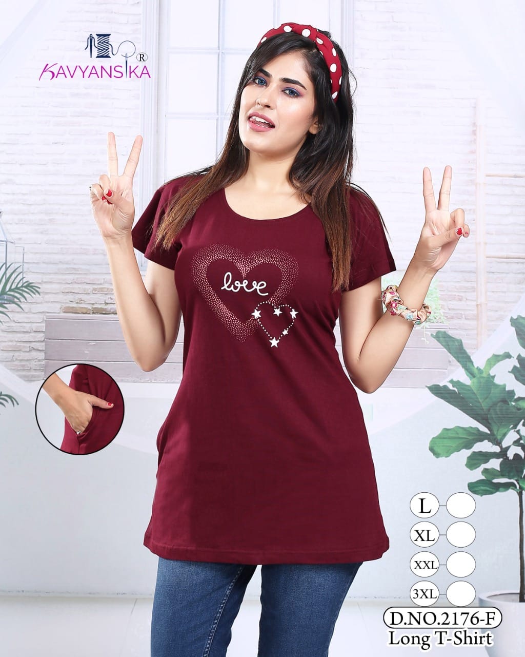 Kavyansika Long Top 2176 Night Wear Hosiery Cotton Long T-shirt Collection
