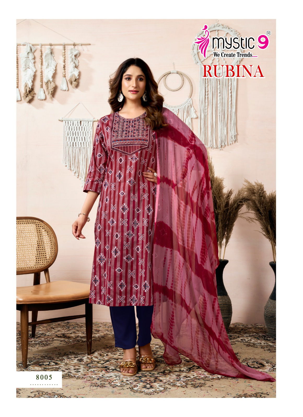 Rubina Vol 8 By Mystic 9 Rayon Kurti With Bottom Dupatta Wholesale In India
