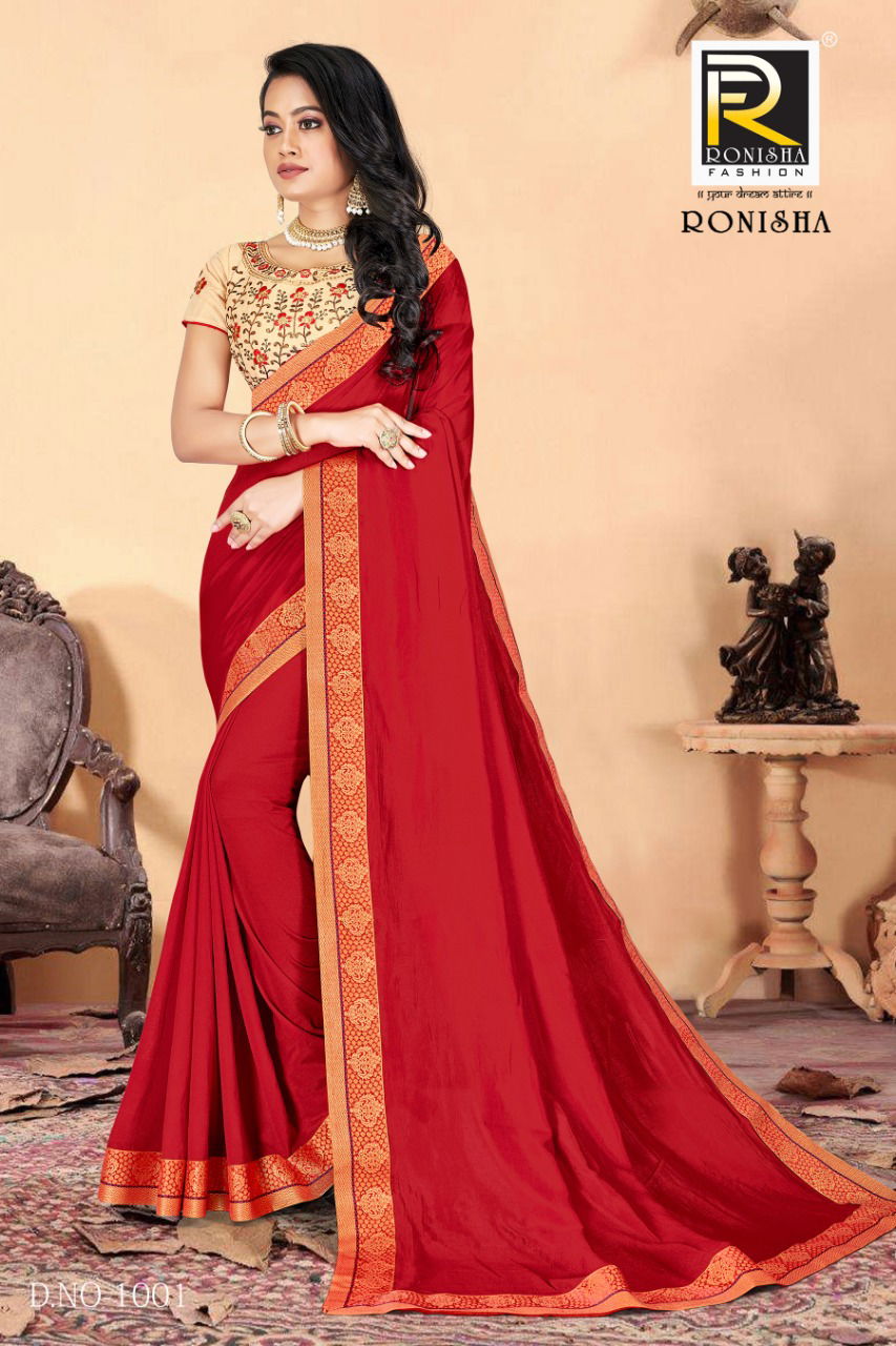 Ronisha Classy Latest Fancy Designer Festive Wear Vichitra silk  Embroidery Designer Saree Collection
