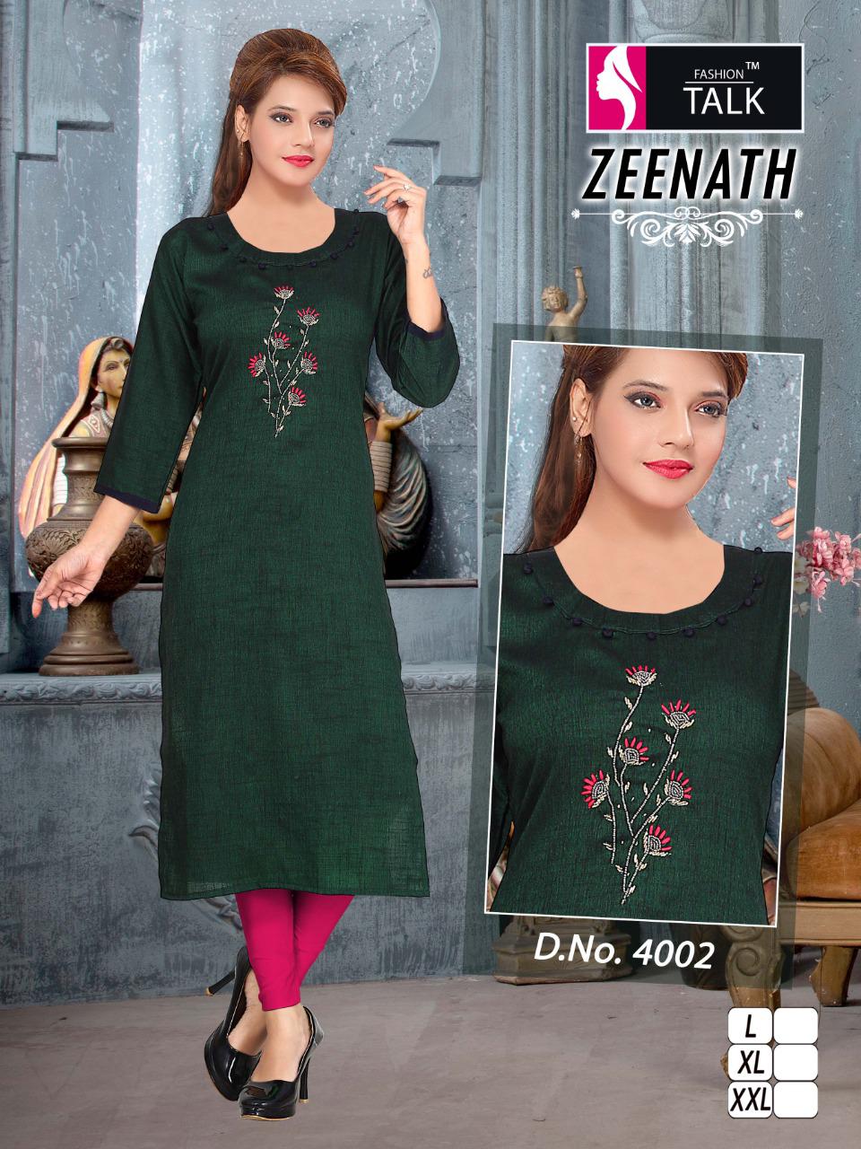 Ft Zeenath Fancy Regular Wear Rayon Handwork Designer Kurtis Collection
