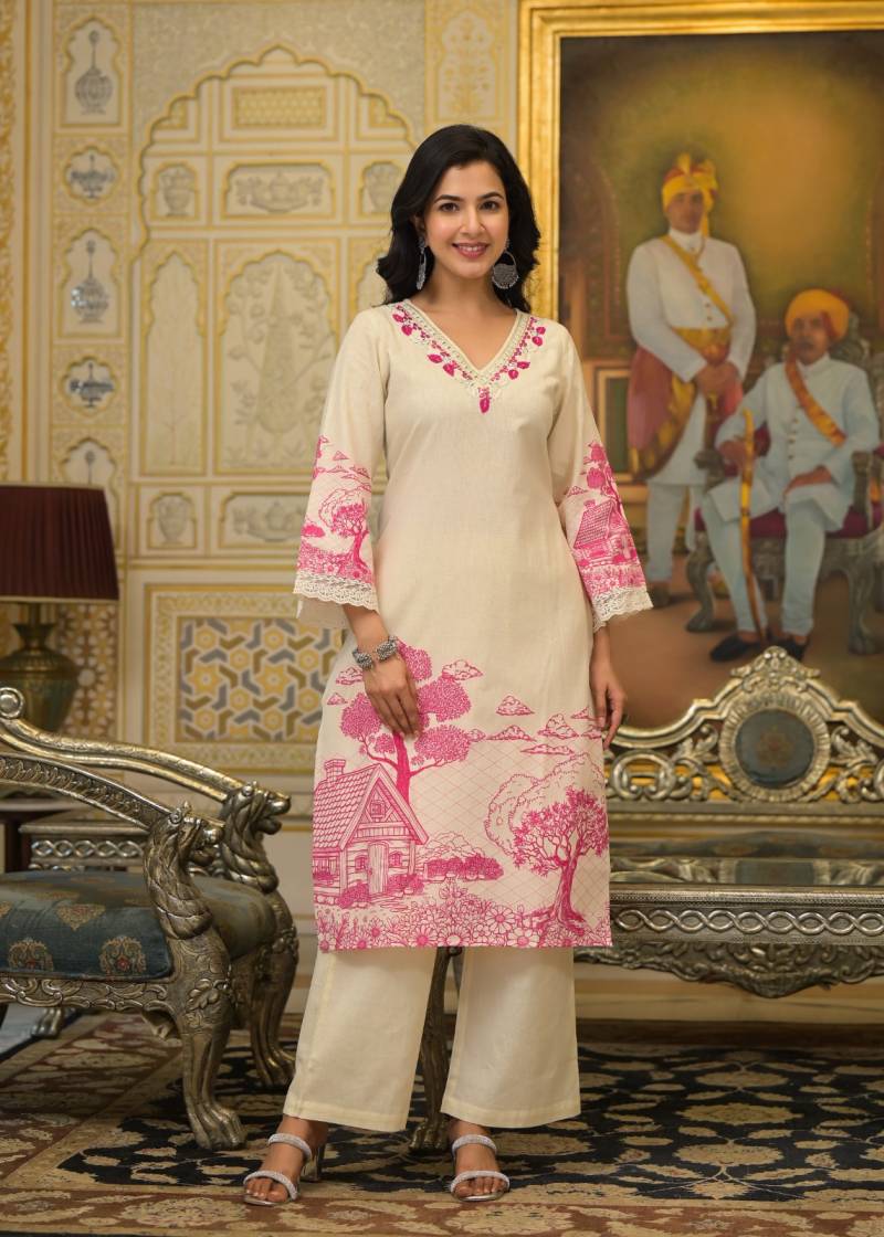 Tanyaa P 122 Cotton With Handwork Touchup Kurti Bottom With Dupatta Wholesale Suppliers In Mumbai