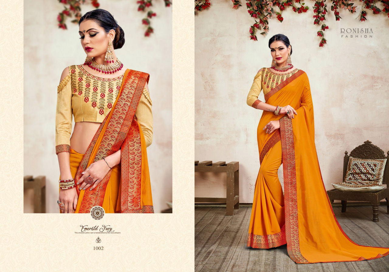Ronisha Jhumki Fancy Designer Festive Wear Vichitra Silk Sarees Collection