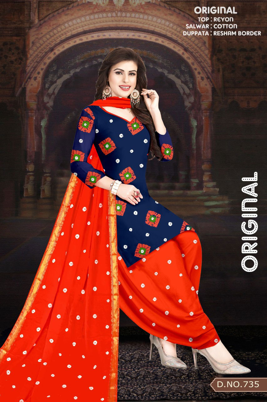 Original Bandhani Latest Printed Regular Wear Heavy Cotton Dress Material Collection