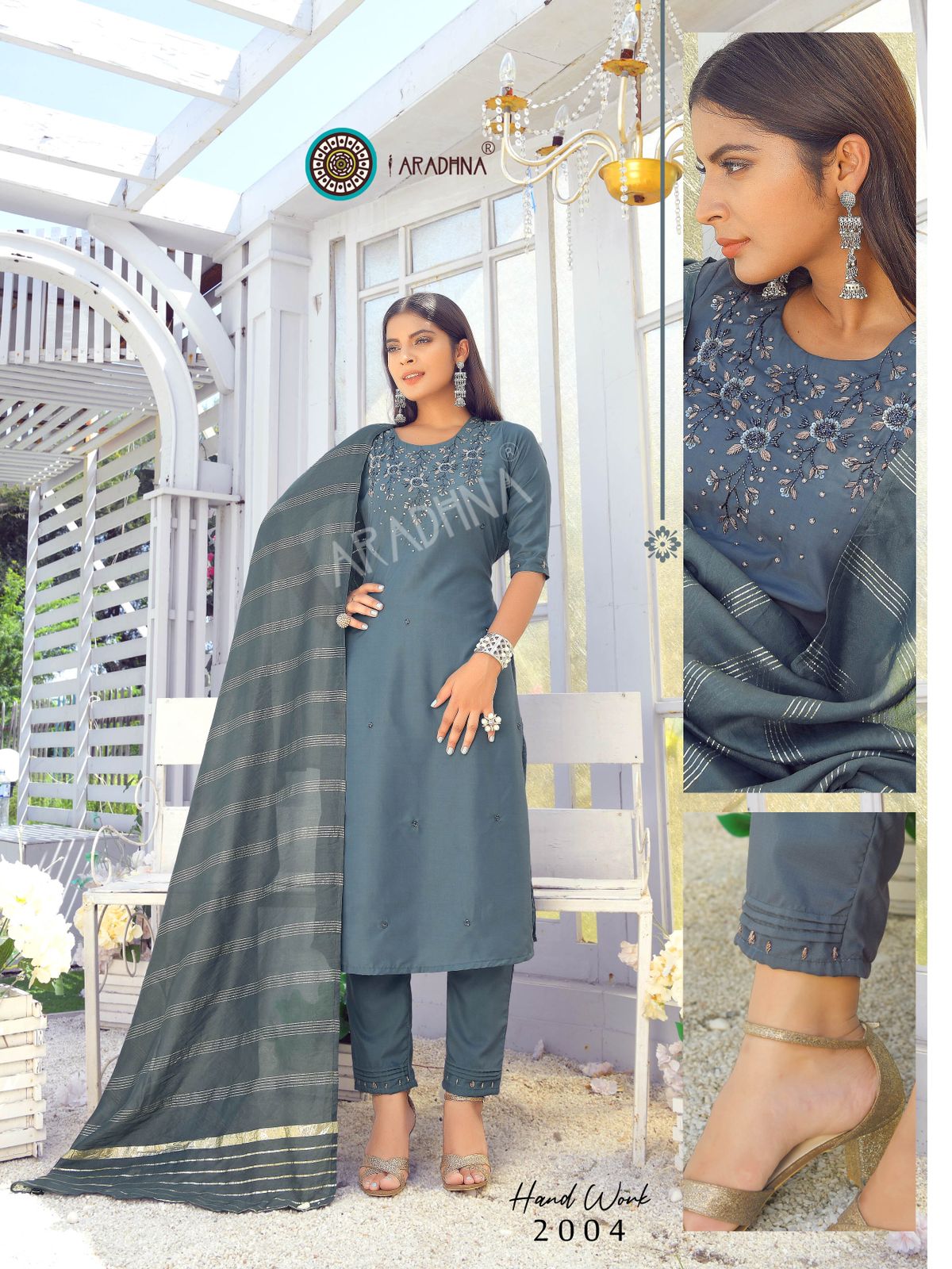 Aradhna Hand Work 2 Latest Designer Cotton Silk Festive Wear Ready Made Collection
