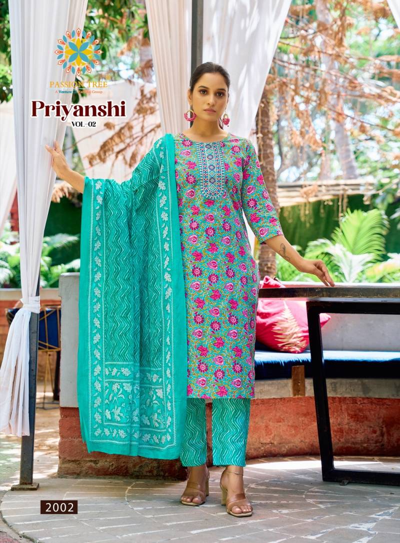 Priyanshi Vol 2 By Passion Tree Straight Cotton Readymade Suits Wholesalers In Delhi