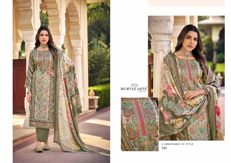 Moksha By Mumtaz Jam Satin Digital Printed Dress Material Wholesale Market In Surat