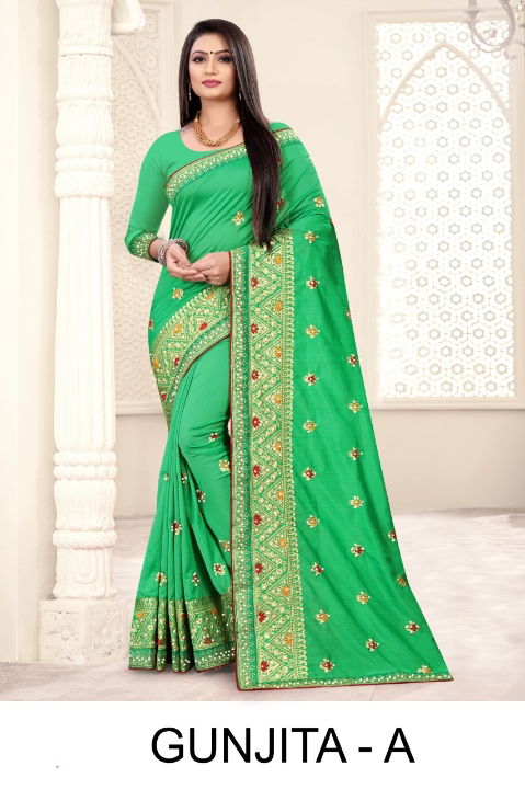 Ronisha Gunjita Latest Heavy Embroidery Worked Designer Festival Wear Art Silk Saree Collection