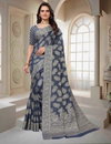 Dhruvi Womens Lucknowi Chikankari Linen Cotton Designer Saree Wholesale Online