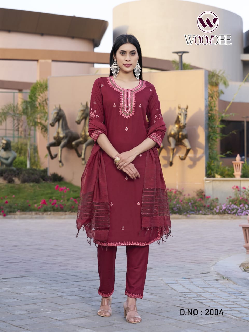 Orra By Woodee Rayon Kurti With Bottom Dupatta Suppliers In India