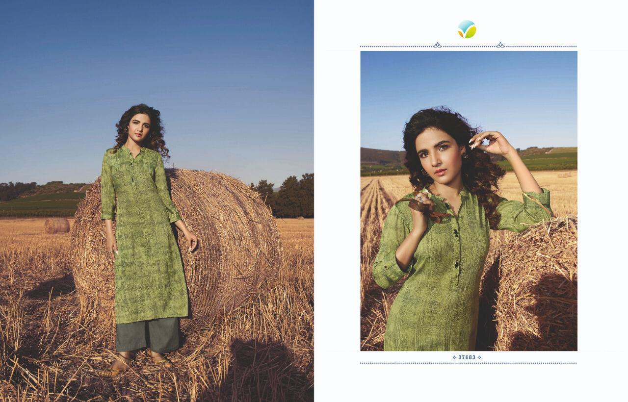 Vinay Tumbaa Aqua Rayon Slub Kurtis with Cotton Satin Pant Designer Party Wear Kurtis Collections 