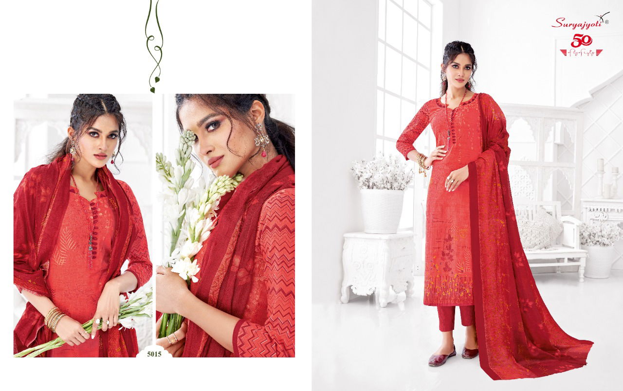 Suryajyoti Premium Latest Fancy Trendy Cottons 50 Designer Dress Material