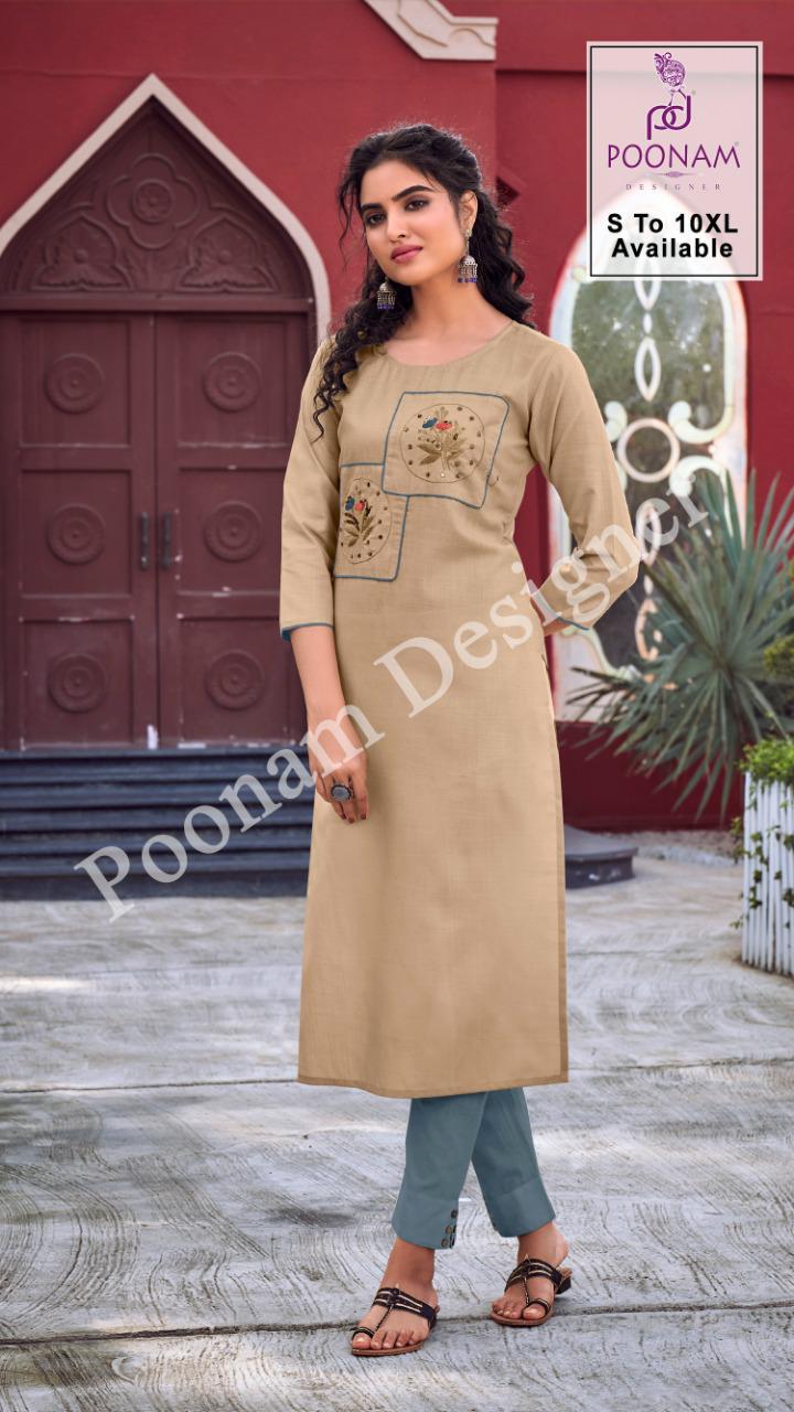 POONAM DIVA VOL-10 Latesy fancy Festive Wear Heavy Cotton Slub Kurtis With Bottom Collection (? 325/- ( 6xl to 10xl) 