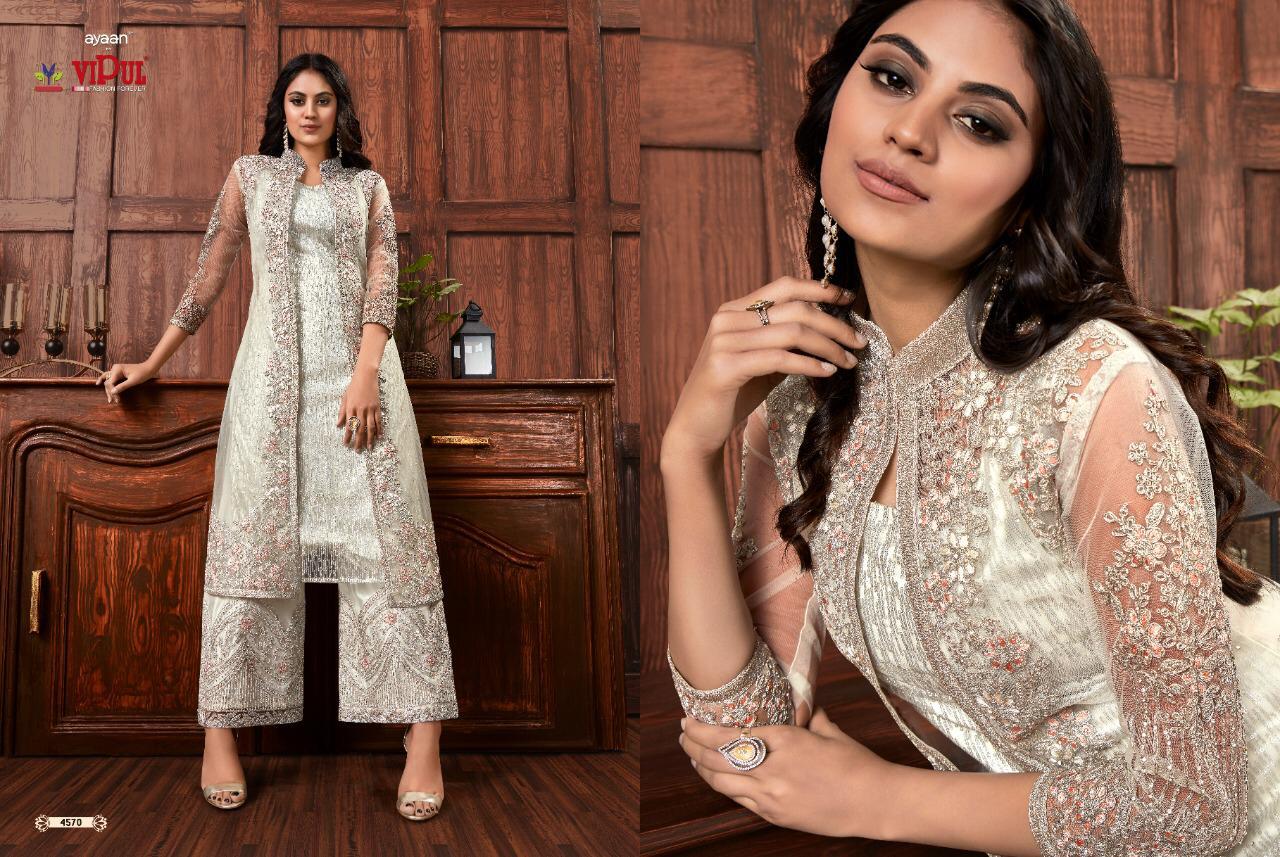 Vipul Beautiful Stylish Embroidery Floral Design Pattern Straight Suit Combined With Embroidered Plazzo 