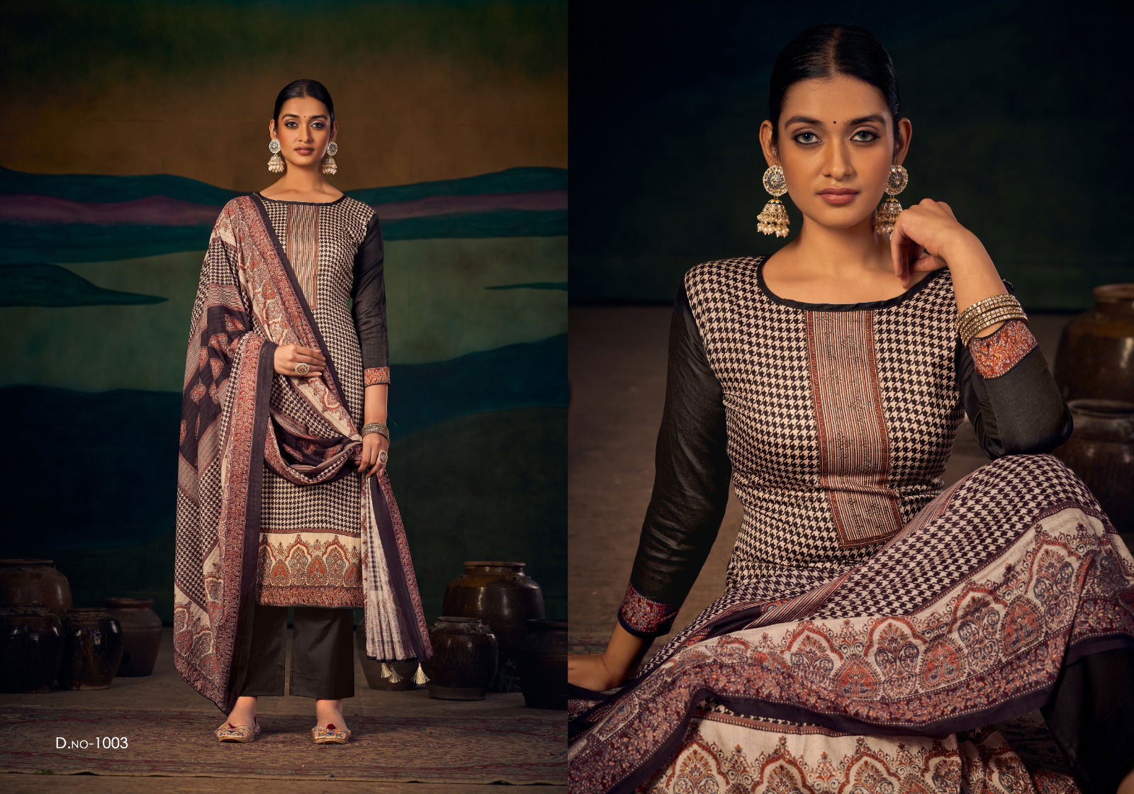 Zara Jam Stain Digital Printed Dress Material Catalog