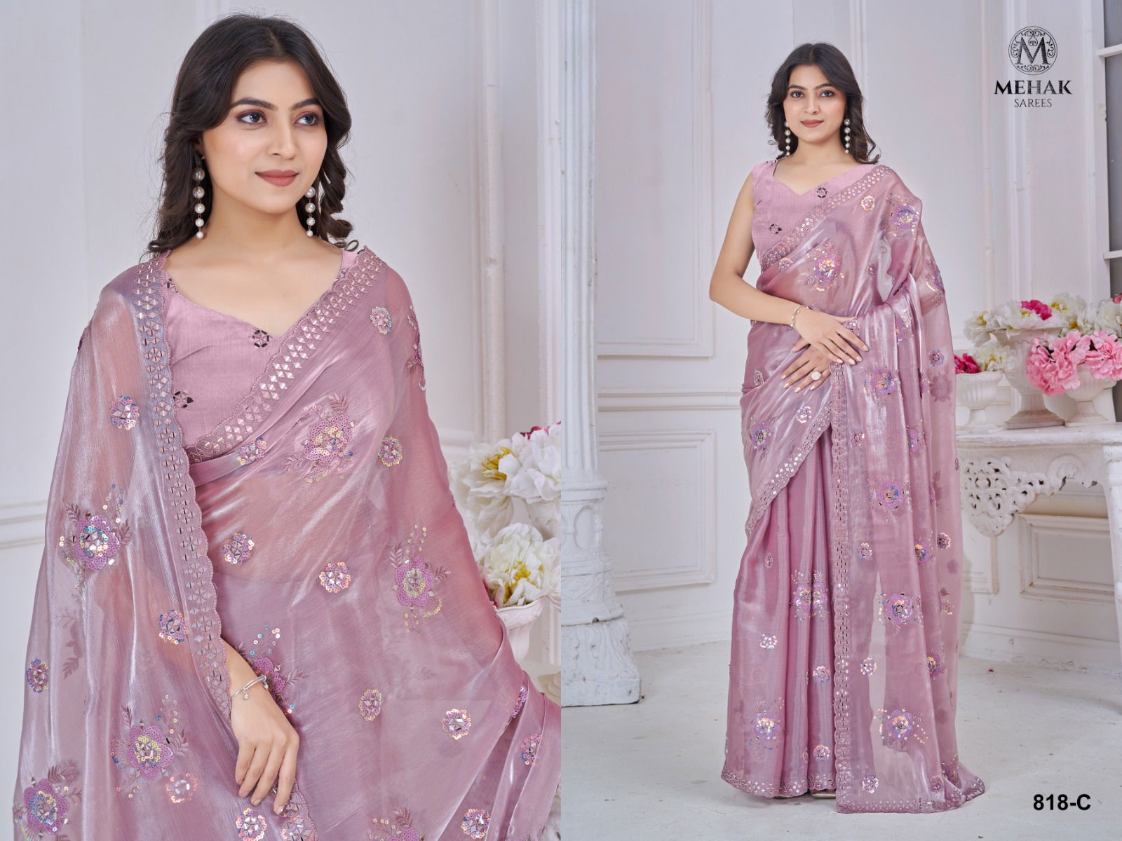 Mehek 818 A To D Silk Organza Party Wear Saree Exporters In India
