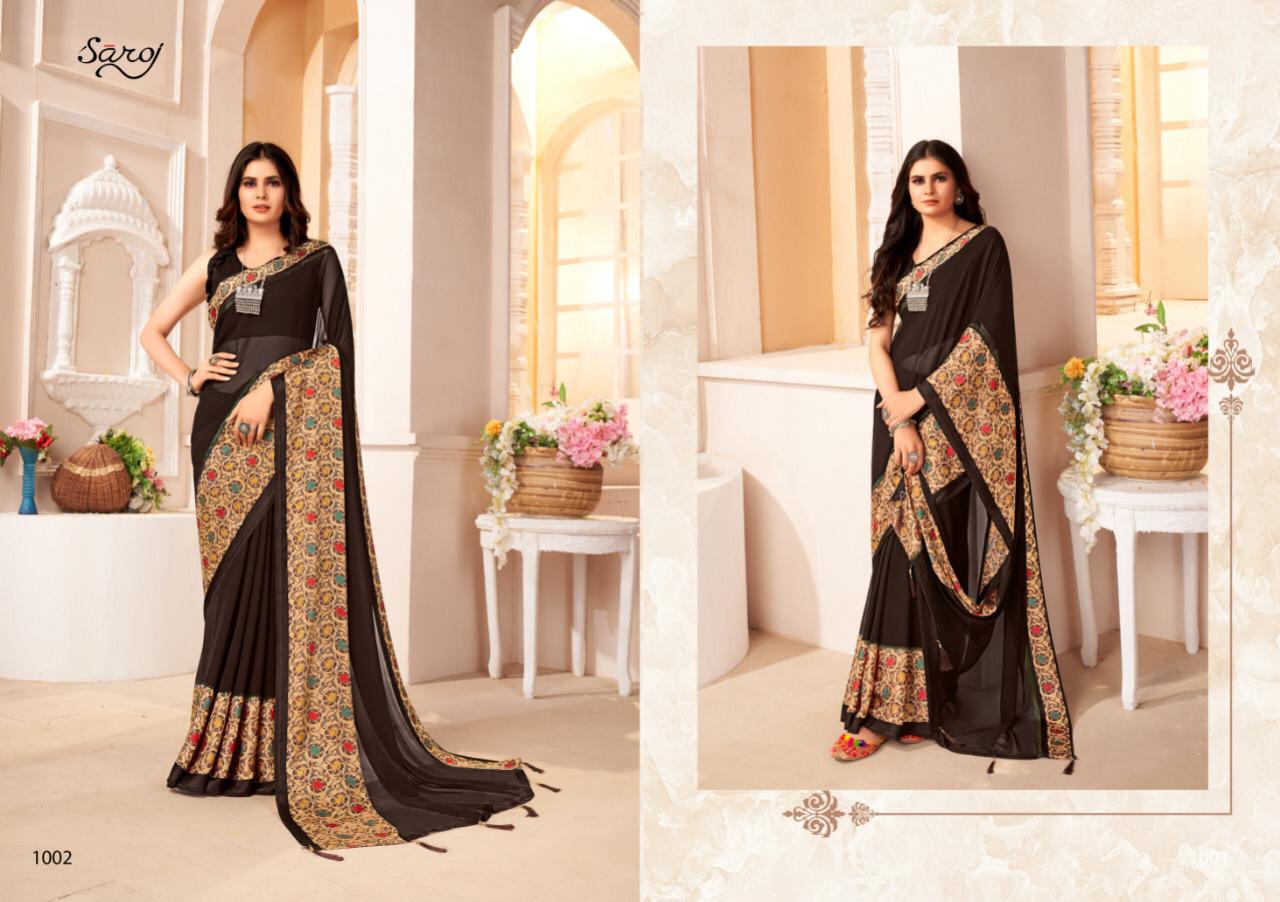Saroj Suhani Soft Georgette Heavy Ethnic Wear Designer Printed Saree Collection
