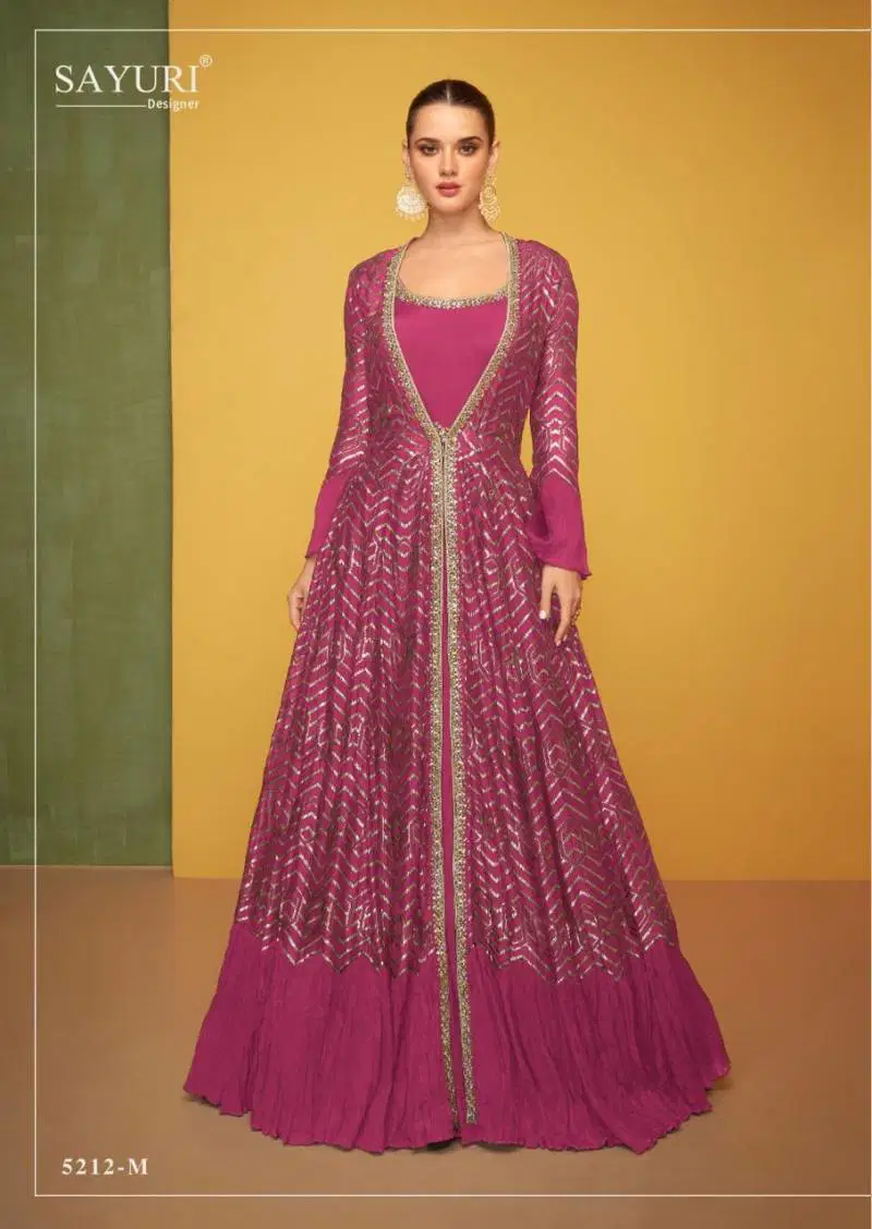 Petals Classic Carnival By Sayuri Silk Designer Gown Exporters In India