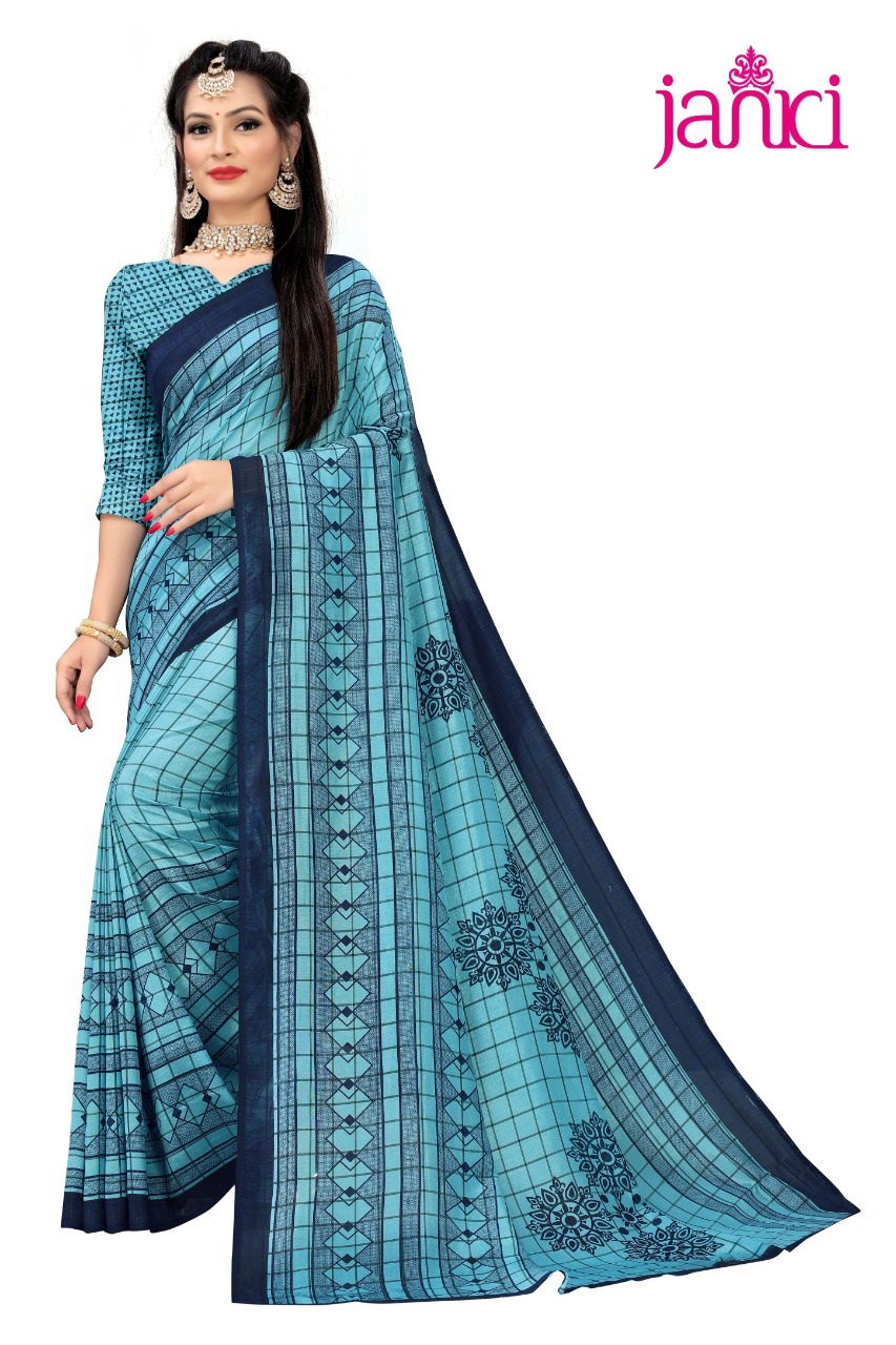 Janki Lady Queen 2 Latest Collection Of Daily Wear Vichitra Silk Chex Print Saree 