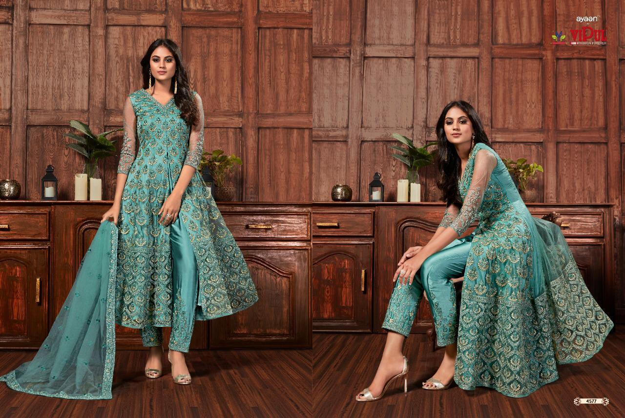 Vipul Beautiful Stylish Embroidery Floral Design Pattern Straight Suit Combined With Embroidered Plazzo 