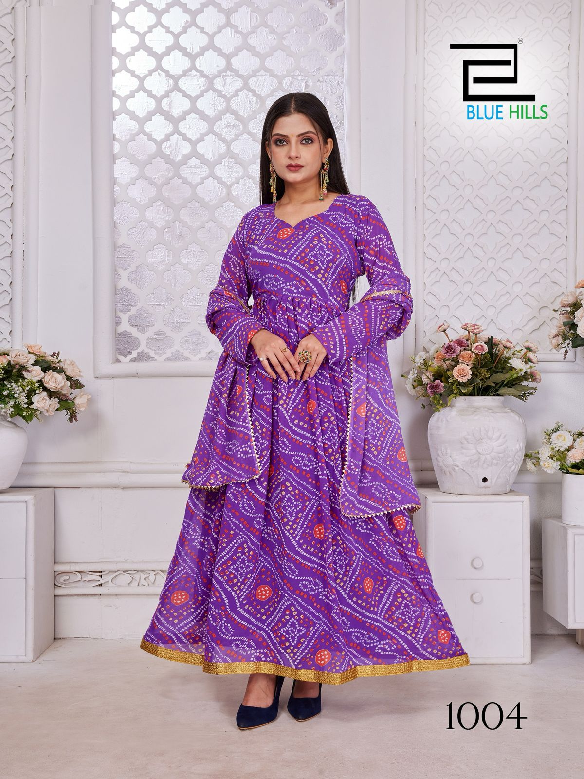 Banno Swag By Blue Hills Georgette Printed Gown With Dupatta Orders In India