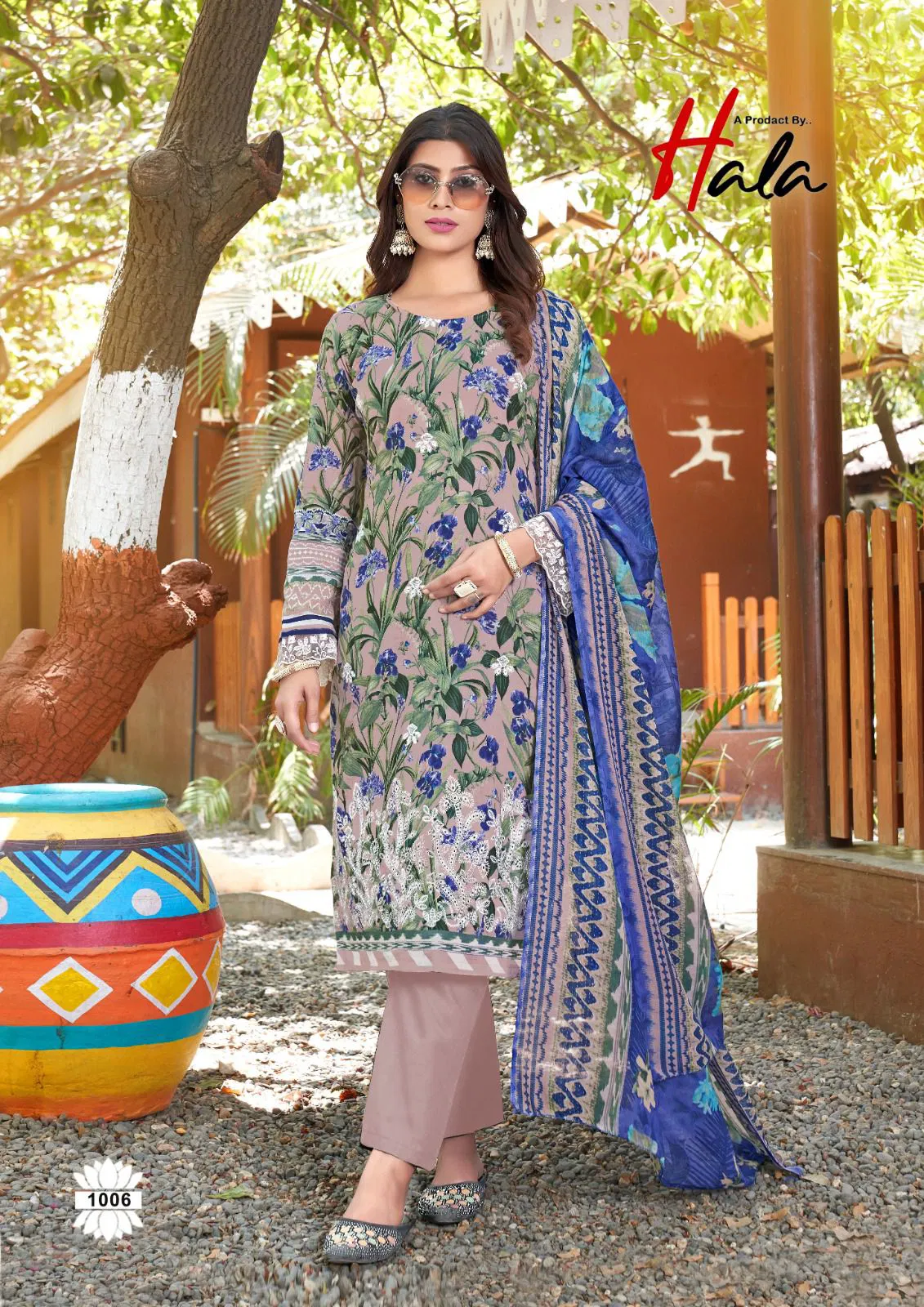 Mira Nur Vol 1 By Hala Cotton Chikankari Digital Printed Dress Material Orders In India
