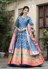 Samanta By Tejasvee Dola Silk Printed Designer Gown With Dupatta Suppliers In India