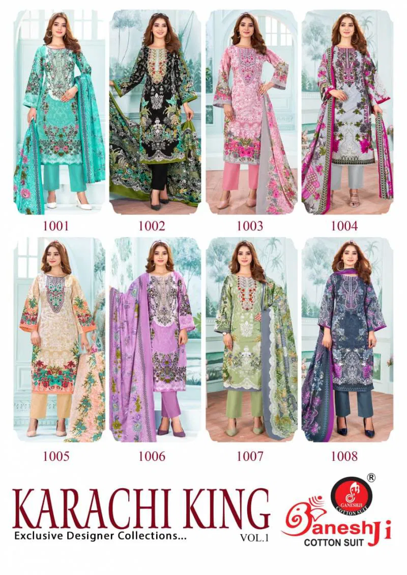 Karachi King Vol 01 By Ganeshji Cotton Printed Dress Material Whlesale Price In Surat