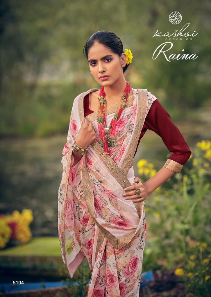 Kashvi Raina Georgette Ethnic Wear Designer Printed Saree Collection
