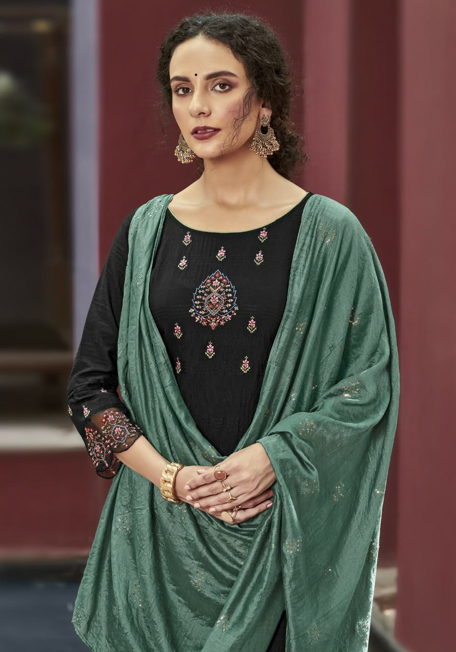 Koodee Renu 1 Festive Wear Designer Latest Fancy Viscose Stripe Pattern With Khatli Work Readymade Collection
