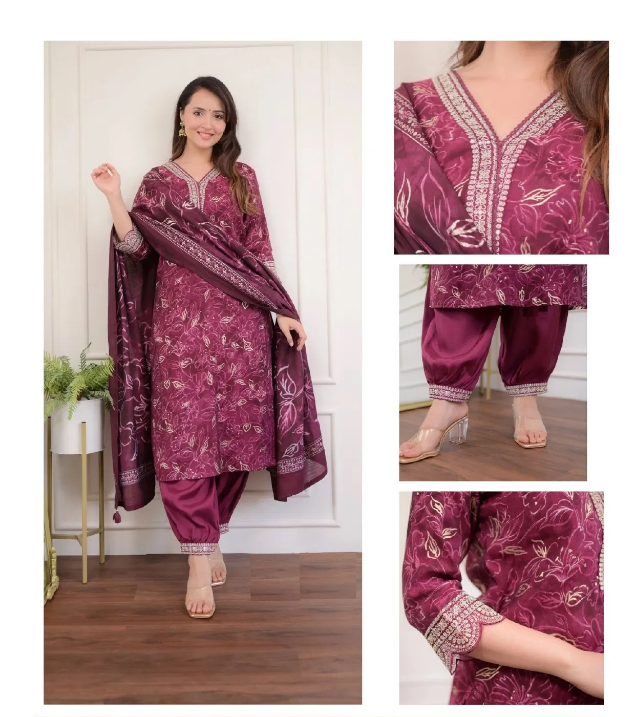 Av Embroidery Straight Cut Kurti With Bottom Dupatta Suppliers In India